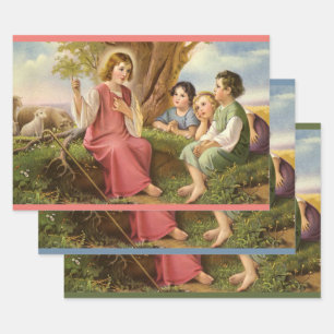 Feuille De Papier Cadeau Jésus Christ Enseigner les enfants, Religion Vinta