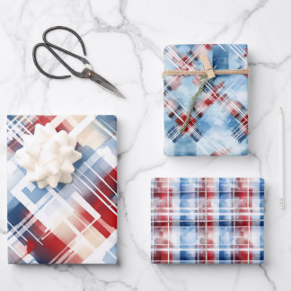 Feuille De Papier Cadeau Jeu complémentaire Patriotique Rouge Blanc Bleu Pl