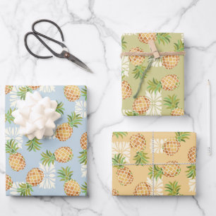Feuille De Papier Cadeau Jeu d'ananas en orange, bleu et vert