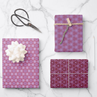 Feuille De Papier Cadeau Jeu de 3 ombres violettes imprimées