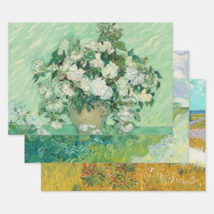 Feuille De Papier Cadeau Jeu de 3 peintures Van Gogh Noël
