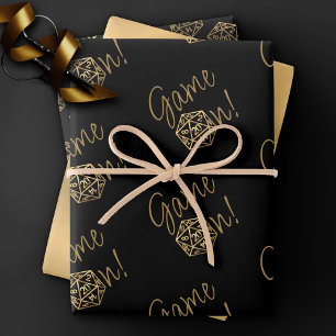 Feuille De Papier Cadeau Jeu de JDR Tabletop Rétro Gamer Fantasy Or