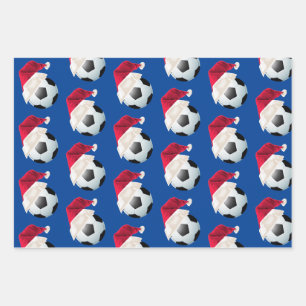 Feuille De Papier Cadeau Jeu de Noël Football Soccer Sports Père Noël