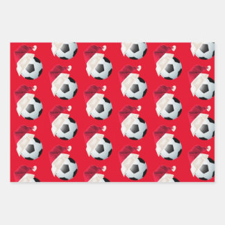 Feuille De Papier Cadeau Jeu de Noël Football Soccer Sports Père Noël