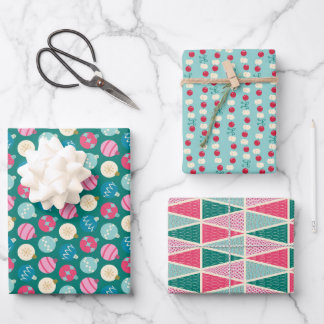 Feuille De Papier Cadeau Jeu de Noël Pop Rétro 3