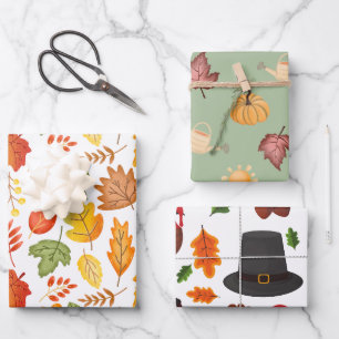 Feuille De Papier Cadeau Jeu de Thanksgiving coloré 3