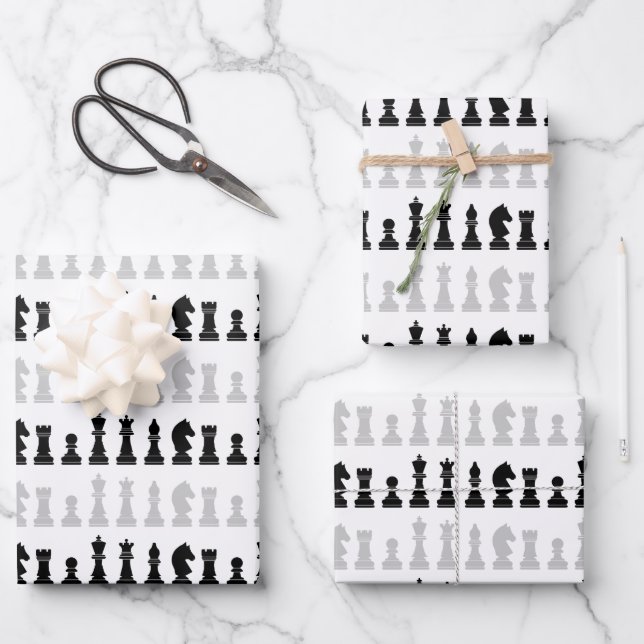 Feuille De Papier Cadeau Jeu Motif d'échecs géométrique moderne (Recto)