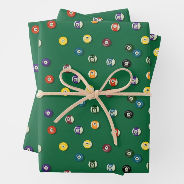 Feuille De Papier Cadeau Jeu Nuit Anniversaire Billard Table de billard (En situation)