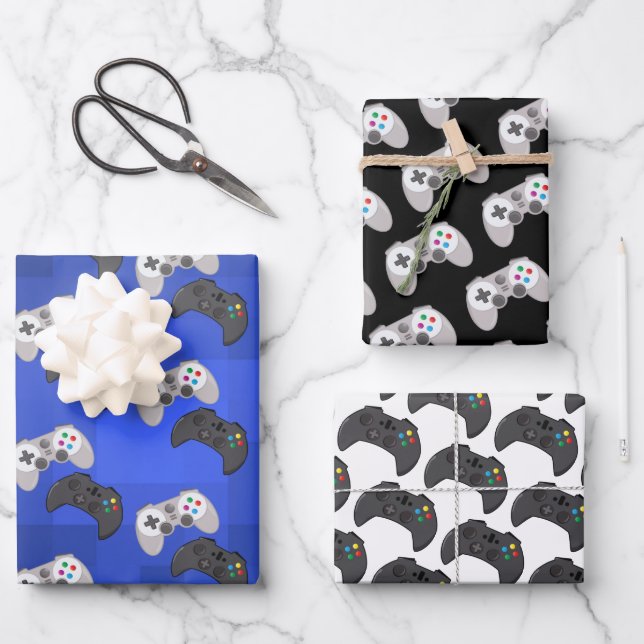 Feuille De Papier Cadeau Jeu vidéo Joueur coloré (Recto)