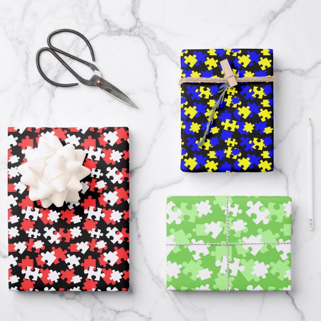 Feuille De Papier Cadeau Jigsaw Puzzles Motif (Recto)