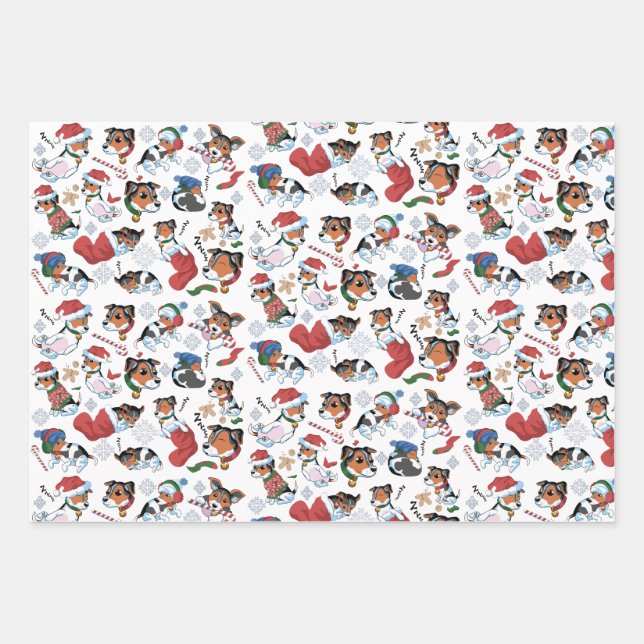 Feuille De Papier Cadeau JJ motif de Noël_ Noël_Blanc (Devant)
