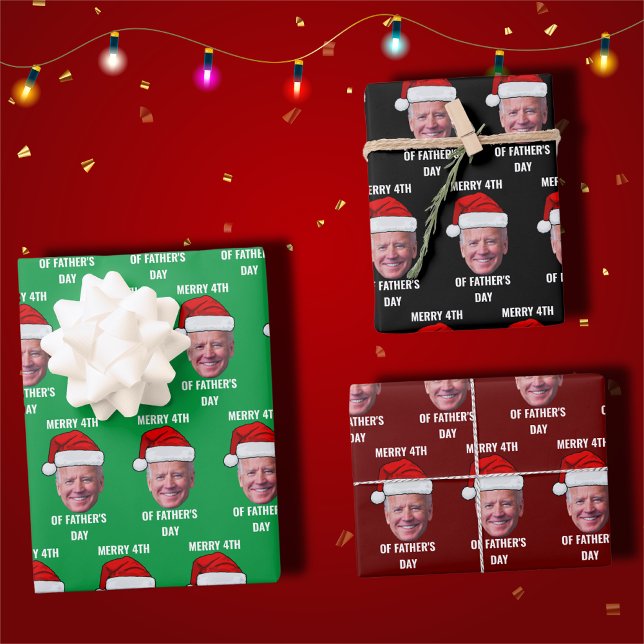 Feuille De Papier Cadeau Joe Biden Confus Patriotique Joyeux Noël (Créateur téléchargé)