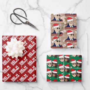 Feuille De Papier Cadeau Joe Biden Kamala Harris Noël Kraft Trio Cadeau