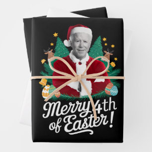 Feuille De Papier Cadeau Joe Biden Noël Père Noël Joyeux 4ème Noël Pâques