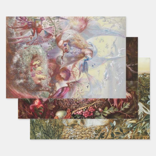 Feuille De Papier Cadeau John Fitzgerald Imaginaire Fine Art Fairy (Lot)