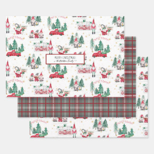 Feuille De Papier Cadeau Joie Noël Gnomes Joyeux n Bright Forest Truck