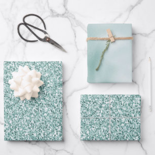 Feuille De Papier Cadeau Joli Aqua Mint Glitzy Parties scintillant