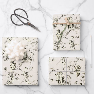 Feuille De Papier Cadeau Joli Beige Térub Angels Floral Toile