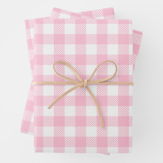 Feuille De Papier Cadeau Joli Buffle rose Et Blanc Pastel Plaid