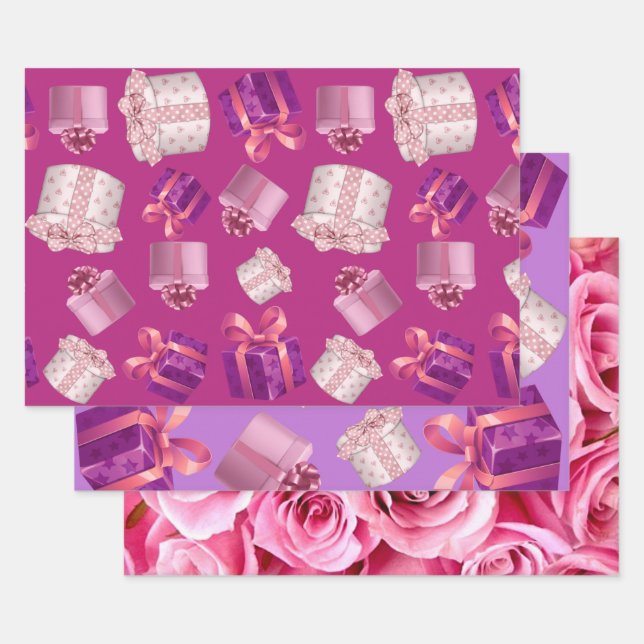 Feuille De Papier Cadeau Joli cadeau rose (Lot)