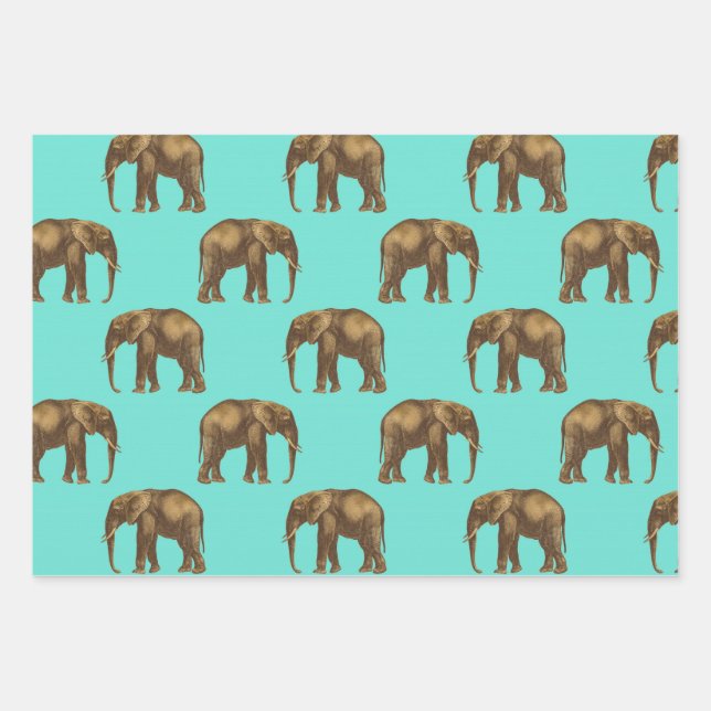 Feuille De Papier Cadeau Joli Eléphant (Devant)