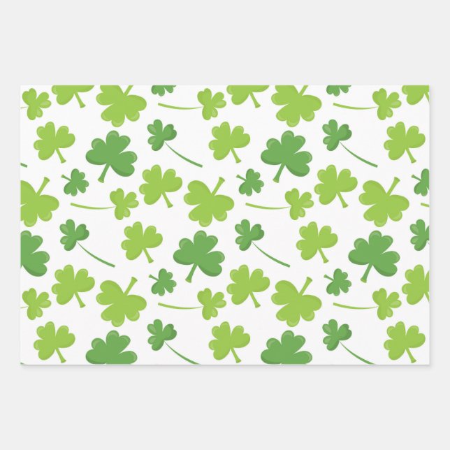 Feuille De Papier Cadeau Joli Irlandais Clochers Vert et Blanc (Devant)