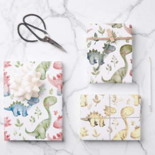 Feuille De Papier Cadeau Joli jeu de dinosaures anniversaire de enfant