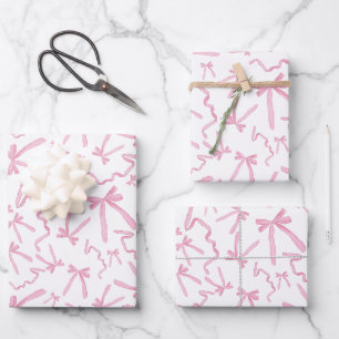 Feuille De Papier Cadeau Joli joli ruban rose arcs Motif cadeau
