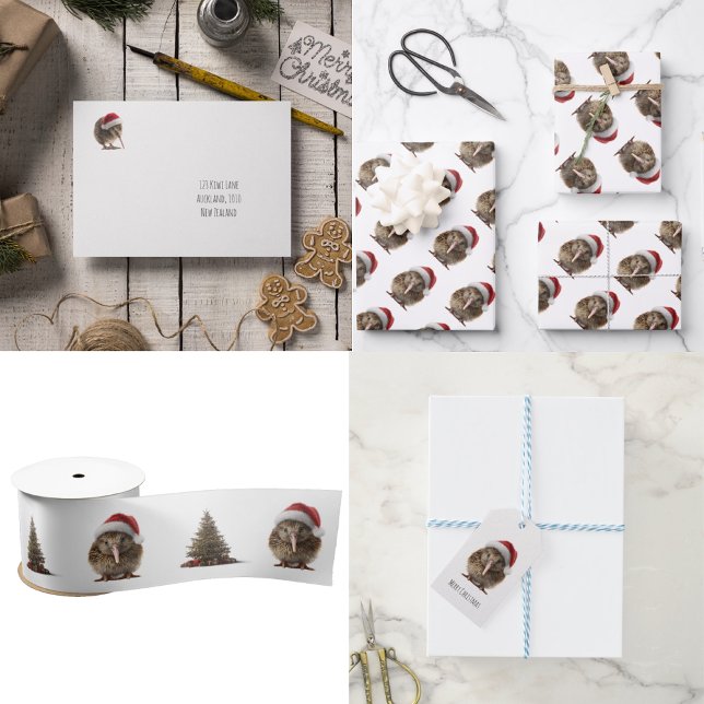 Feuille De Papier Cadeau Joli Kiwi de Noël, coutume (Créateur téléchargé)
