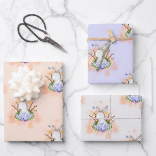 Feuille De Papier Cadeau Joli lapin de Pâques