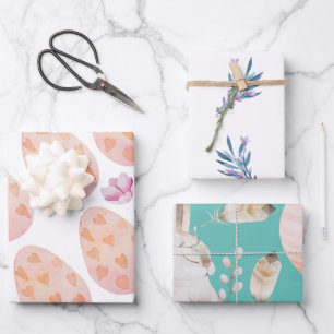 Feuille De Papier Cadeau Joli Lapin De Pâques Et Oeufs 