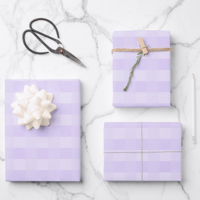 Feuille De Papier Cadeau Joli Lavender Purple En vichy Motif (Recto)