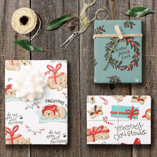 Feuille De Papier Cadeau Joli Motif de chat de Noël Kitty