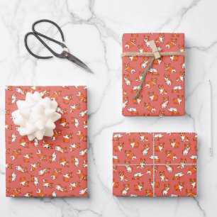 Feuille De Papier Cadeau joli motif de chien de compagnie corgis sur fond r