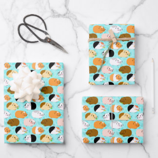 Feuille De Papier Cadeau Joli motif de cochons d'Inde