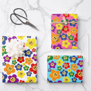 Feuille De Papier Cadeau Joli motif de fleurs arc-en-ciel LGBT