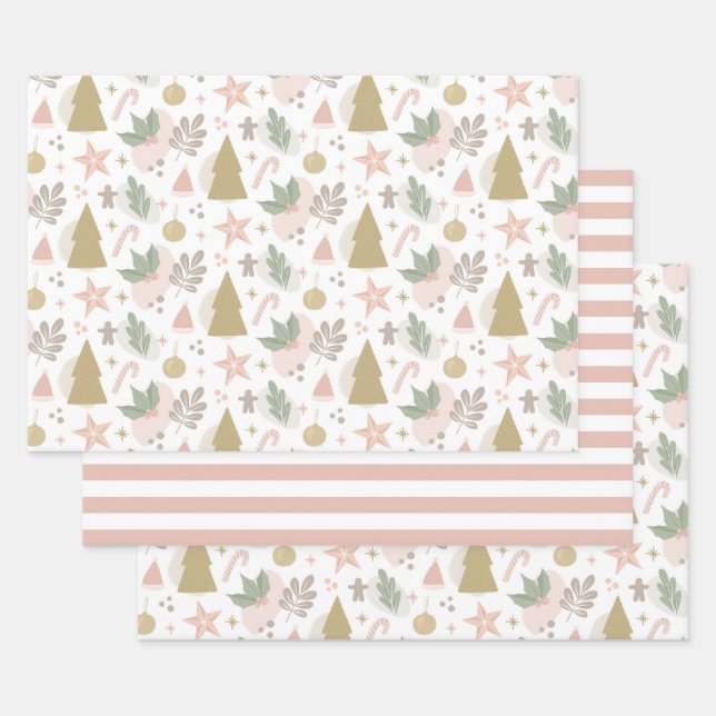 Feuille De Papier Cadeau Joli motif de Noël. L'étoile Pastel (Lot)