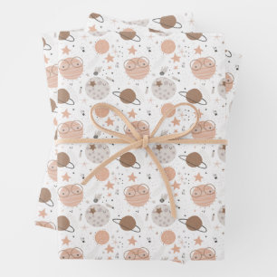 Feuille De Papier Cadeau Joli Motif Doodle Planet