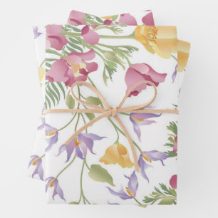 Feuille De Papier Cadeau Joli Motif Fleurs de pré