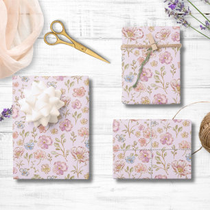 Feuille De Papier Cadeau Joli motif floral de fleurs vintage