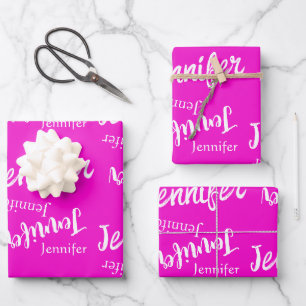 Feuille De Papier Cadeau Joli motif rose et moderne