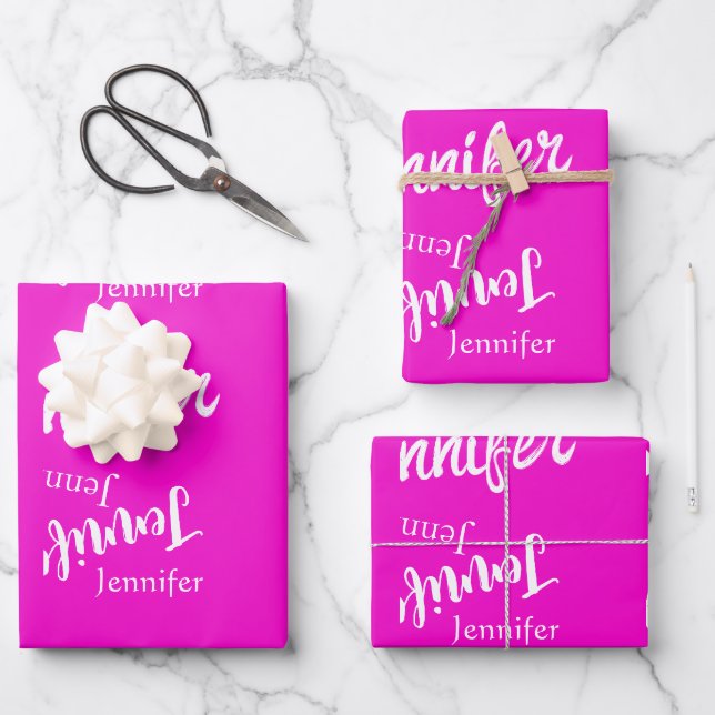 Feuille De Papier Cadeau Joli motif rose et moderne (Recto)