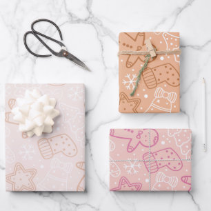 Feuille De Papier Cadeau Joli Noël Arbres Entend Étoiles Noël