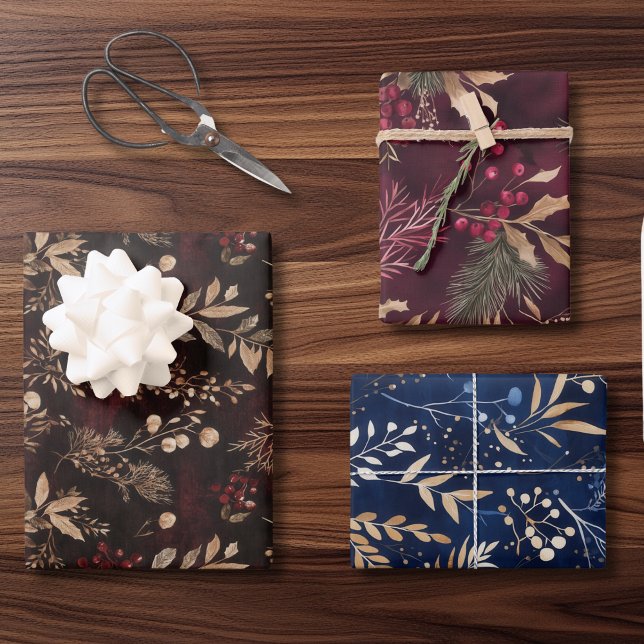 Feuille De Papier Cadeau Joli Noël Foliage de vacances (Créateur téléchargé)