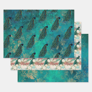 Feuille De Papier Cadeau Joli paon Turquoise