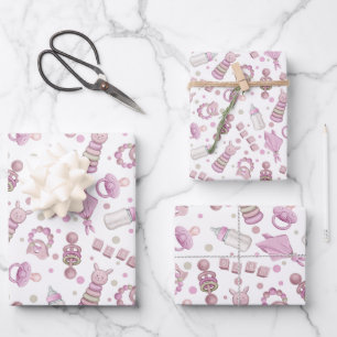 Feuille De Papier Cadeau Joli Pastel Rose Baby Girl