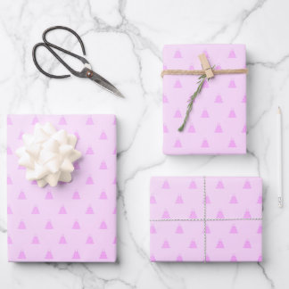 Feuille De Papier Cadeau Joli Pastel rose Motif de Noël Arbres