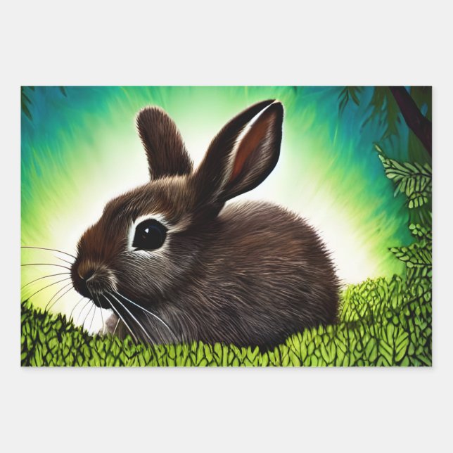 Feuille De Papier Cadeau Joli petit livre d'histoires Bunny (Devant)