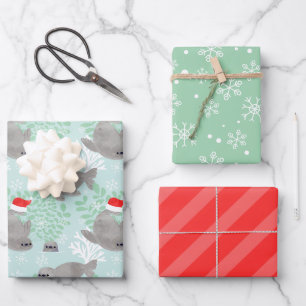 Feuille De Papier Cadeau Joli phoque de Noël