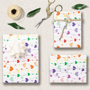 Feuille De Papier Cadeau Joli Rainbow Hearts Enfants Motifs